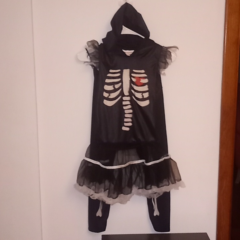 Halloween Skeleton Tutu Costume w/Skeleton Tights Size Large
